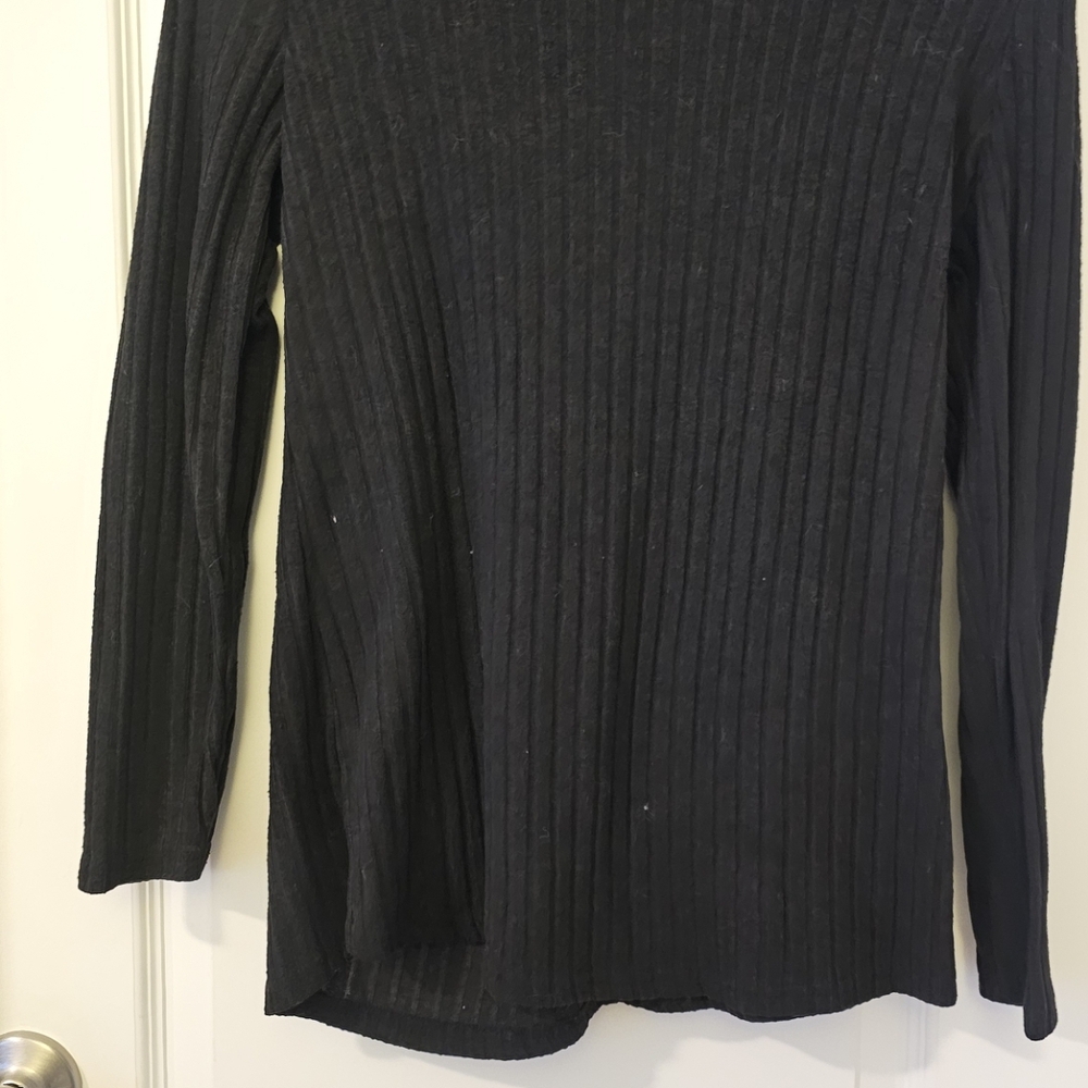 Black Ribbed Long Sleeve Sweater Top